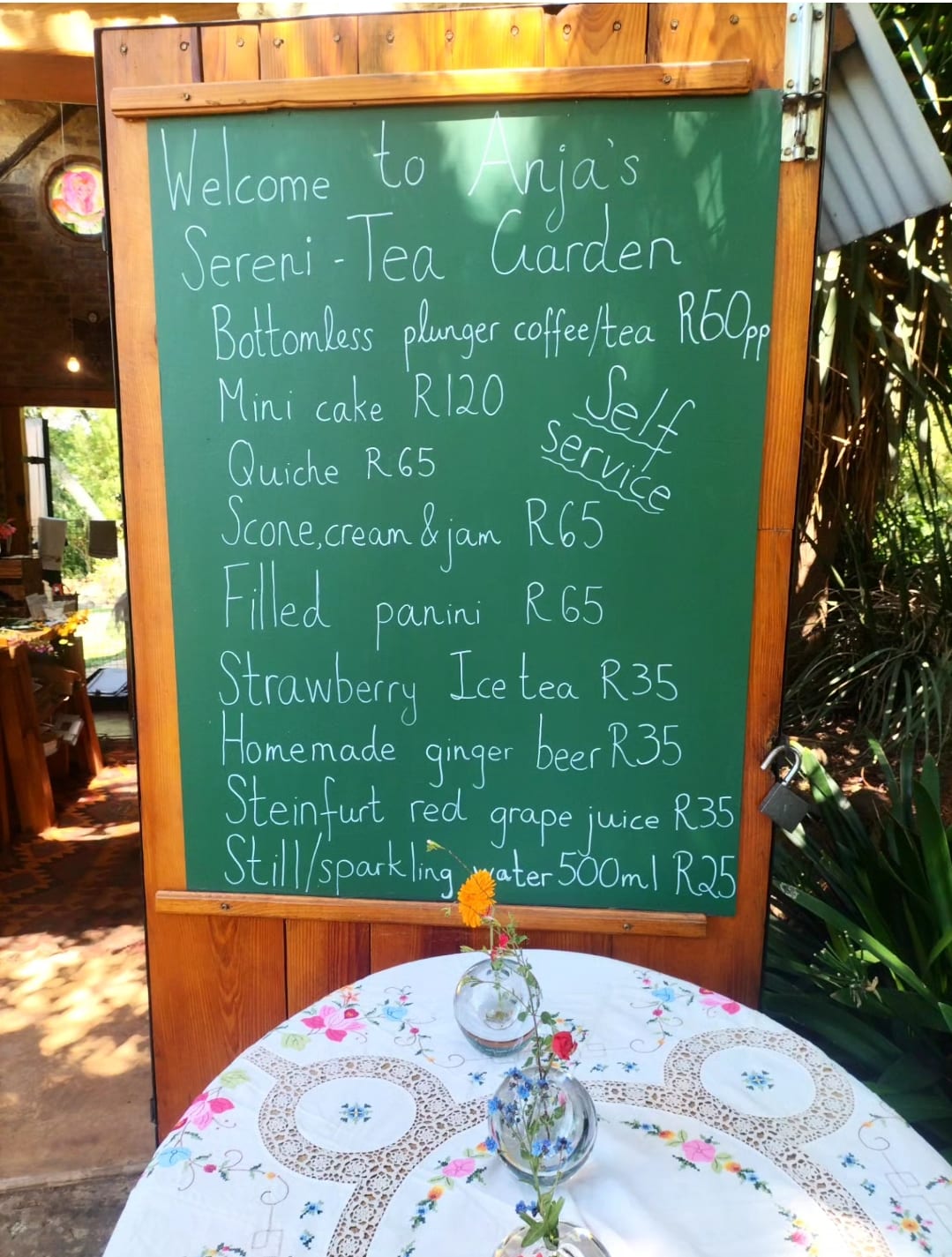 Sereni-Tea Garden chalkboard menu